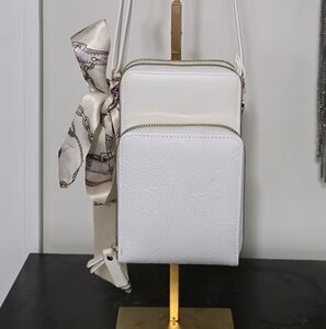 Cream And White Floral Embossed Crossbody EUC